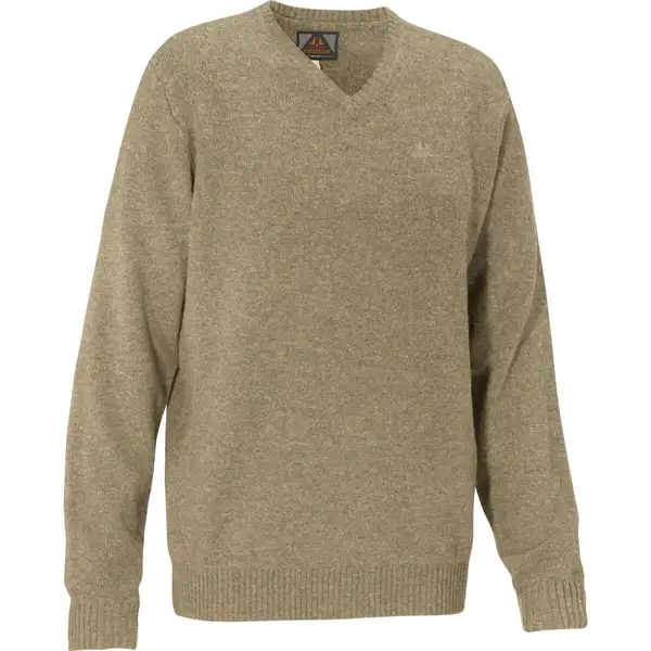 Beige v ringad tröja i ull