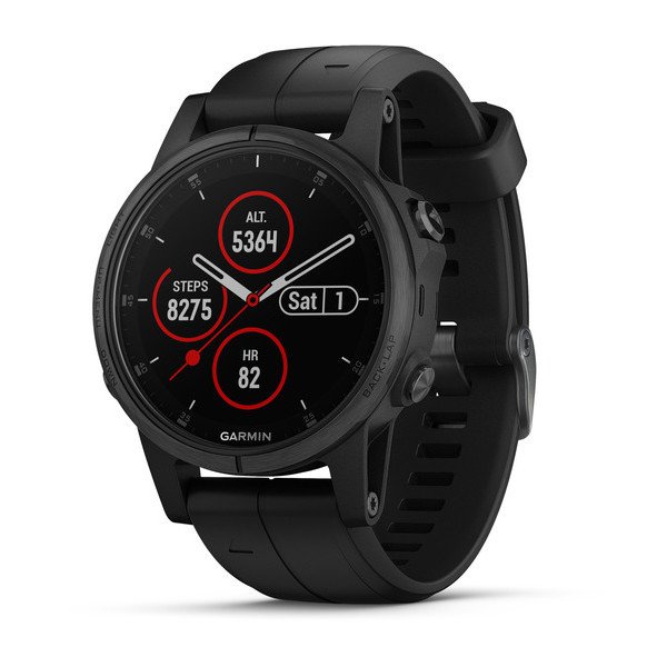 Garmin fēnix® 5S Plus Sapphire, svart med svart armband