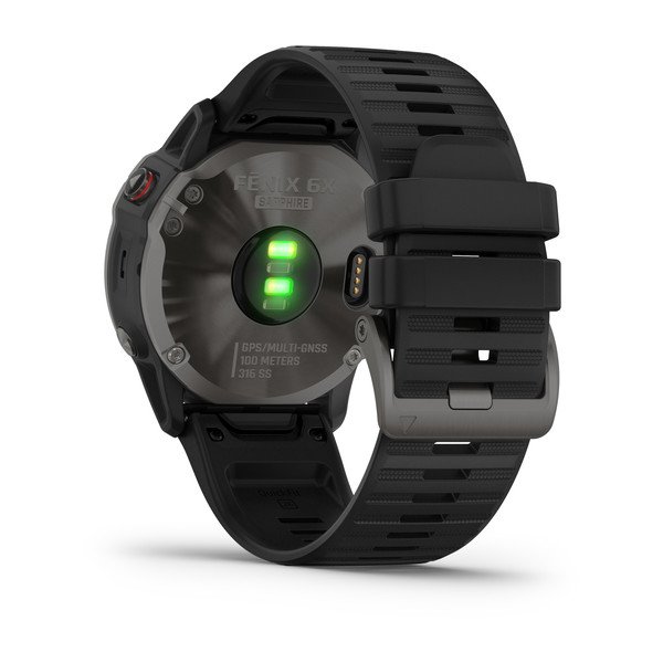 Garmin fēnix® 6X Sapphire, kolgrå diamantliknande kol med svart armband