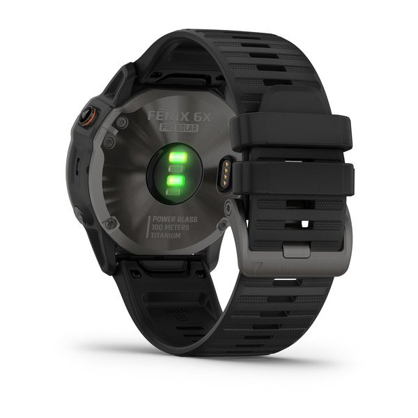 Garmin fēnix® 6X Pro Solar, kolgrå titan med diamantliknande kol med svart armband