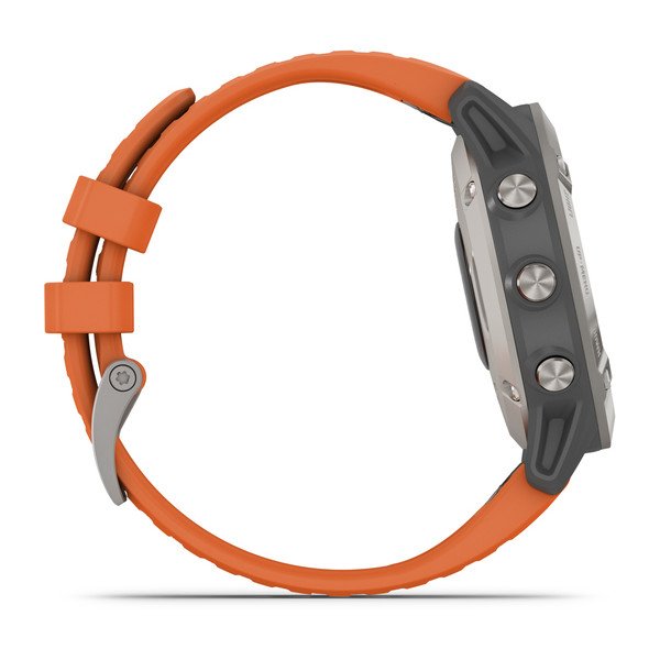 Garmin fēnix® 6 Sapphire, titan med orange armband