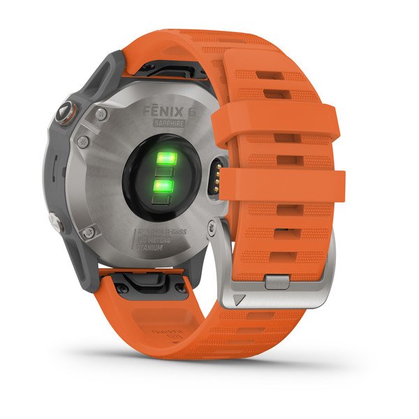 Garmin fēnix® 6 Sapphire, titan med orange armband