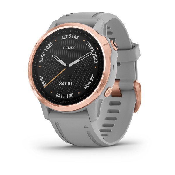 Garmin fēnix® 6S Sapphire, roséguldfärgad med pudergrått armband