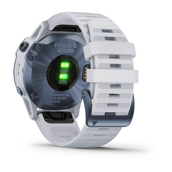 Garmin fēnix ® 6 - Pro Solar, mineralblå med vitt armband